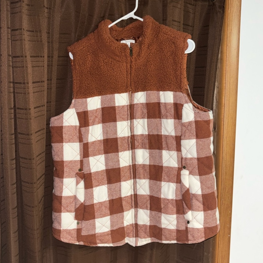 Sherpa and plaid vest